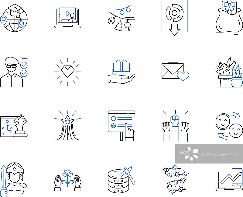 行为艺术轮廓图标合集图片素材