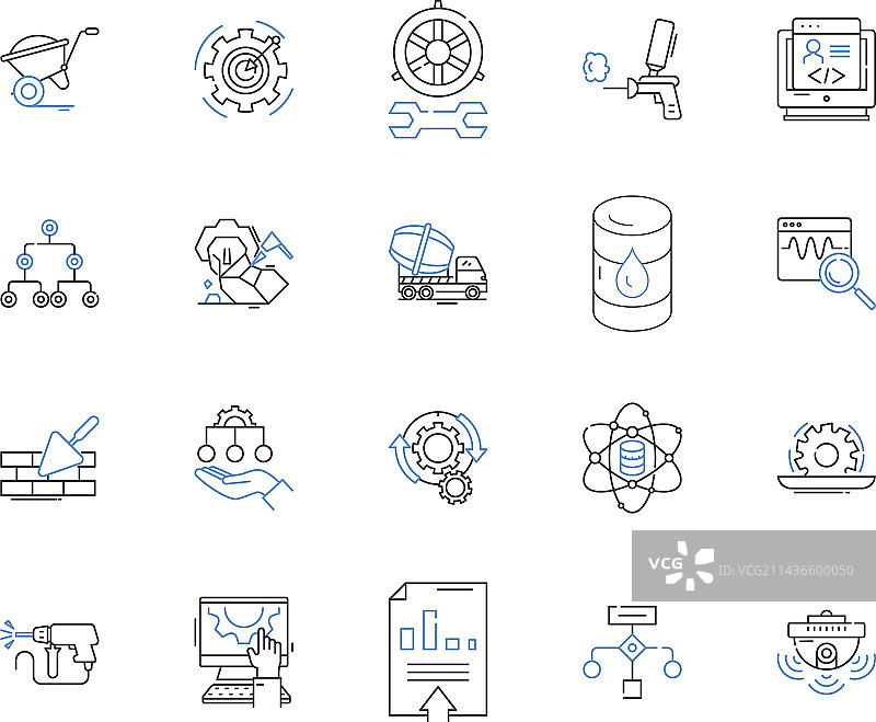 建筑工人与行业轮廓图标合集图片素材