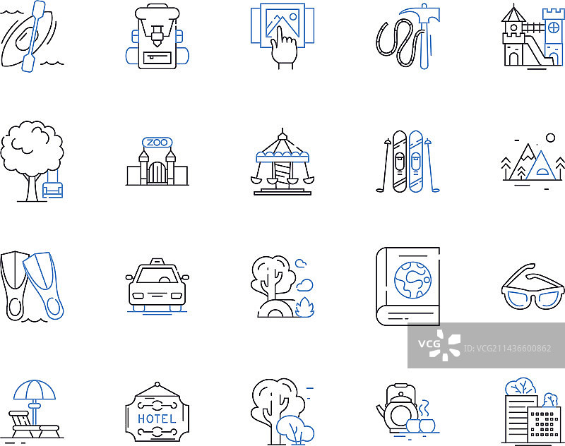 旅行公司轮廓图标合集图片素材