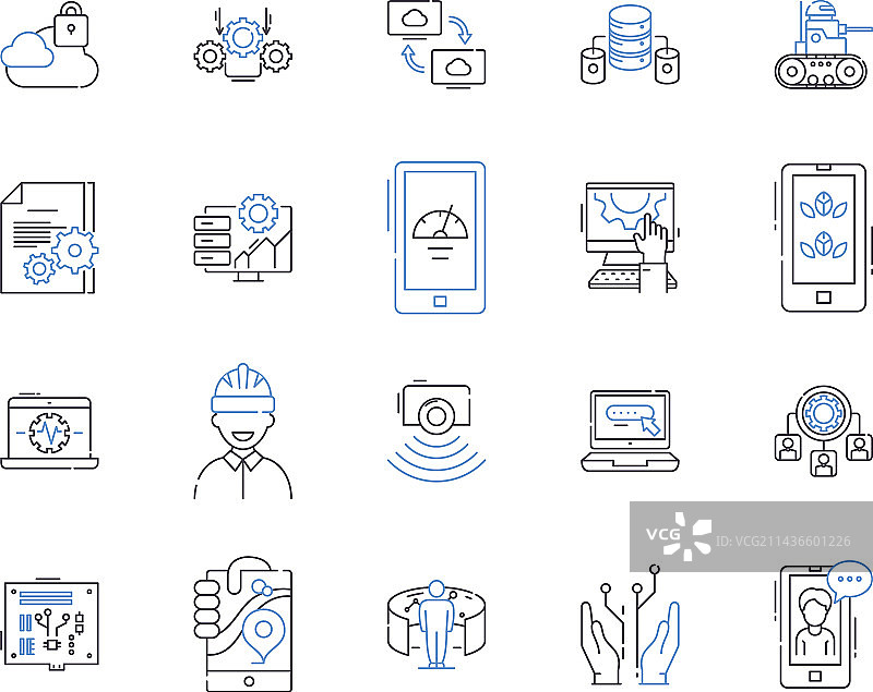 自动化技术轮廓图标合集图片素材