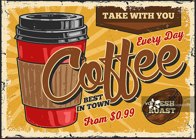 彩色复古咖啡休息宣传单图片素材