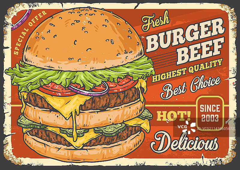 色彩缤纷的复古汉堡宣传单图片素材