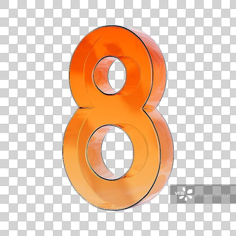 3D渲染橙色立体数字8倒计时免抠元素图片素材