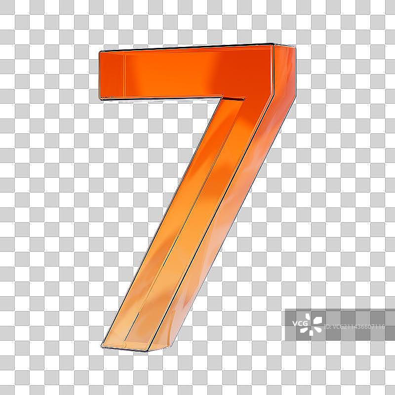 3D渲染橙色立体数字7倒计时免抠元素图片素材