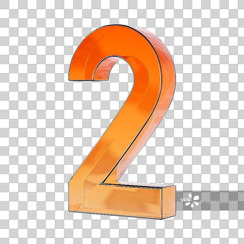 3D渲染橙色立体数字2倒计时免抠元素图片素材
