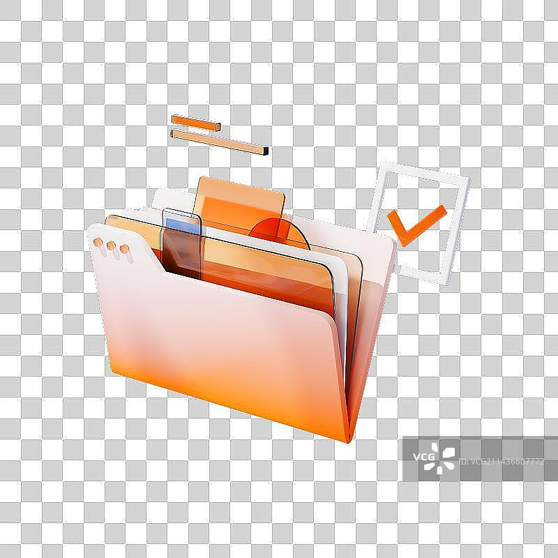 3D渲染橙色线上办公科技主题免抠元素图片素材