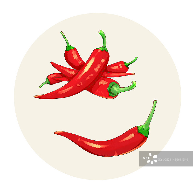手绘水彩蔬菜调料辣椒插画图片素材
