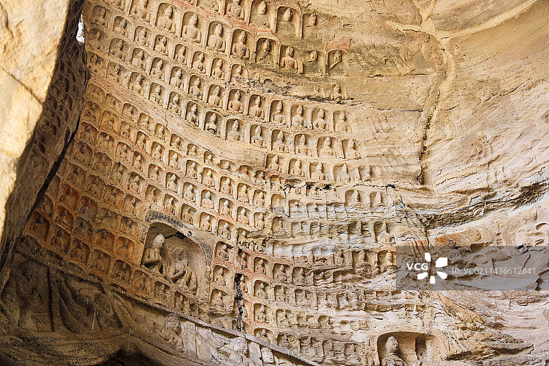 中国山西省大同市世界文化遗产云冈石窟图片素材