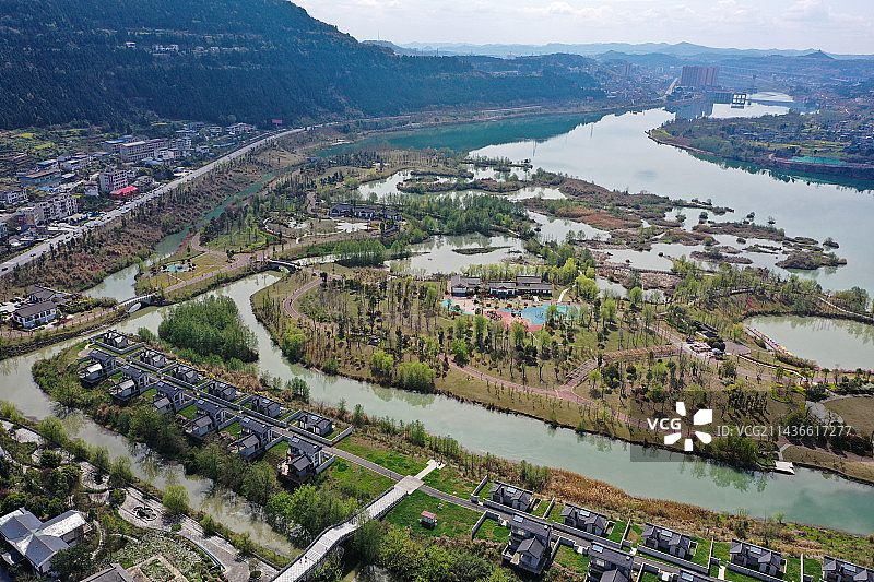 四川广元苍溪嘉陵江畔春天风光图片素材