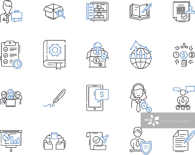 银行办公空间轮廓图标合集图片素材