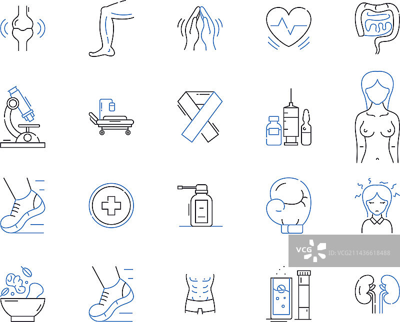 医疗中心诊所轮廓图标合集图片素材