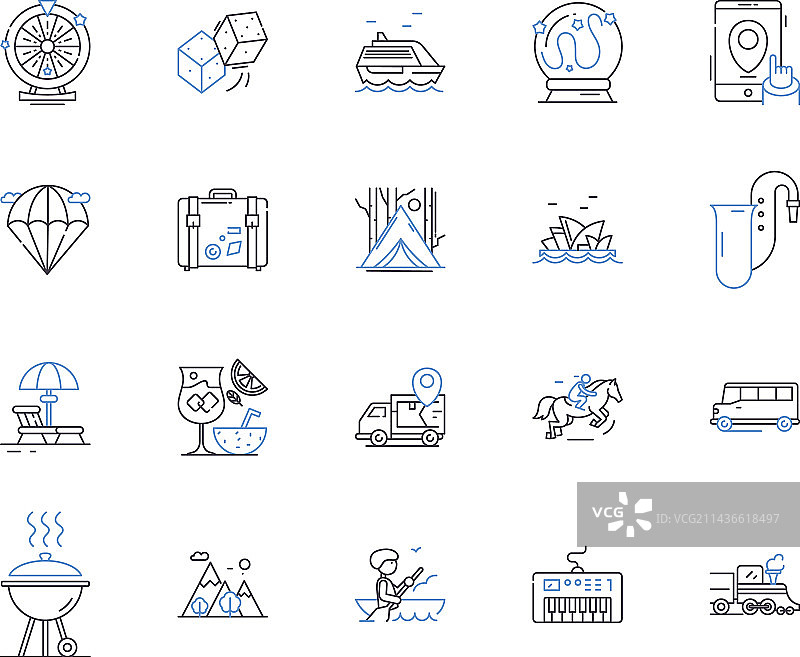 旅游休闲轮廓图标合集图片素材