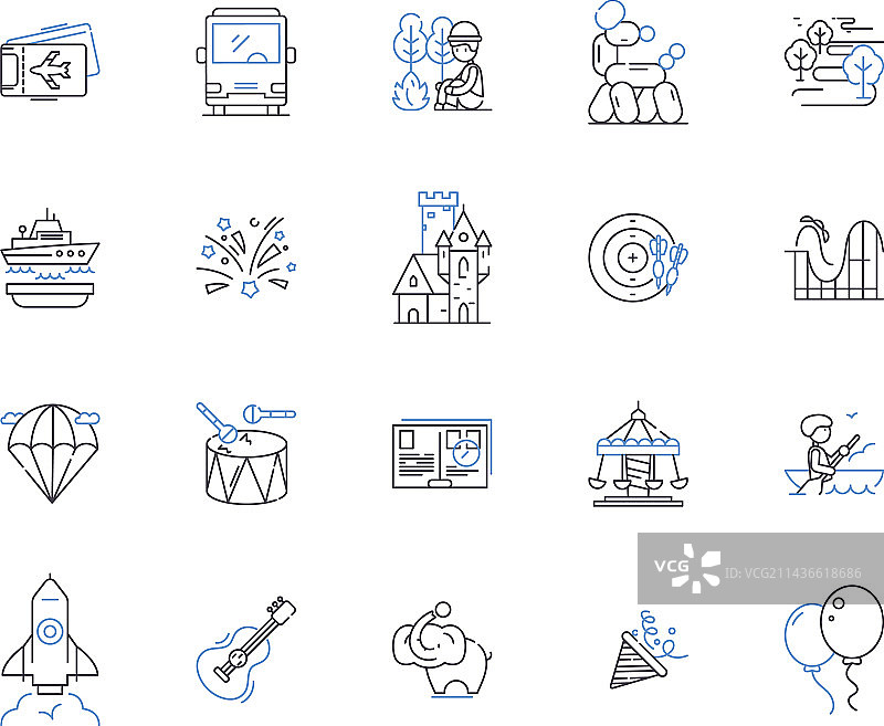 旅行和活跃人群轮廓图标合集图片素材