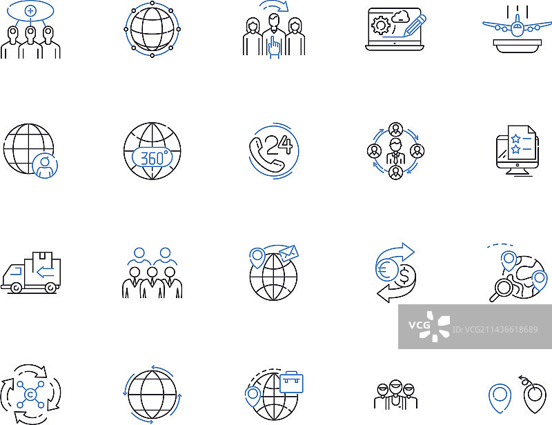 国际商务轮廓图标合集图片素材