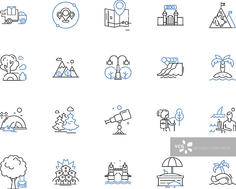 景观与园林轮廓图标合集图片素材