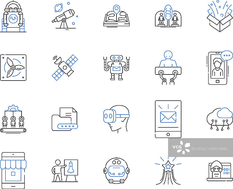 人工智能轮廓图标合集图片素材