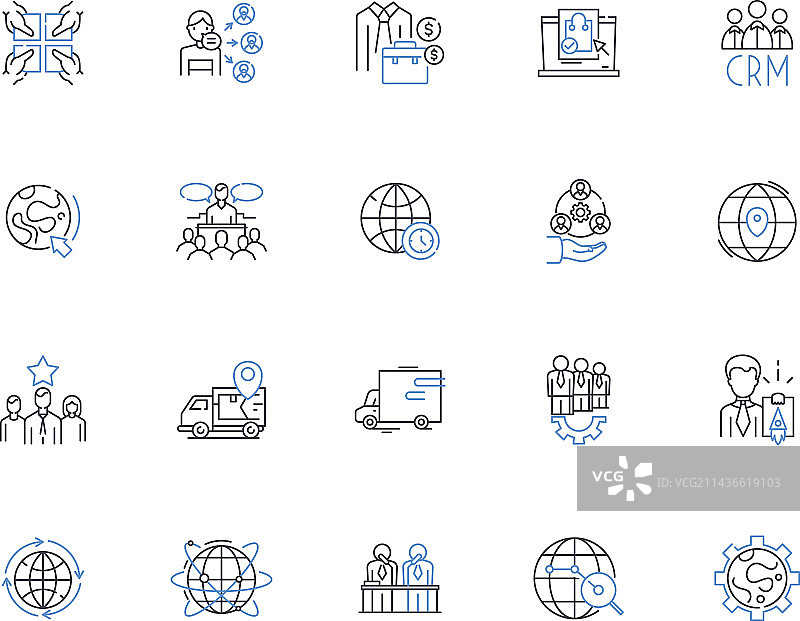 国际商务轮廓图标合集图片素材
