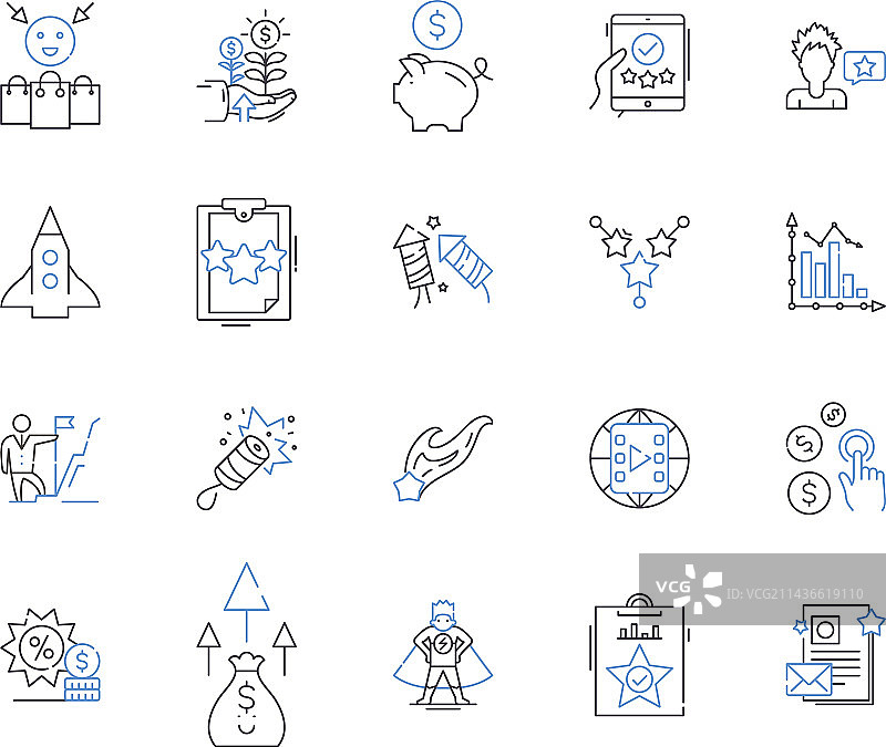 现金流管理轮廓图标合集图片素材