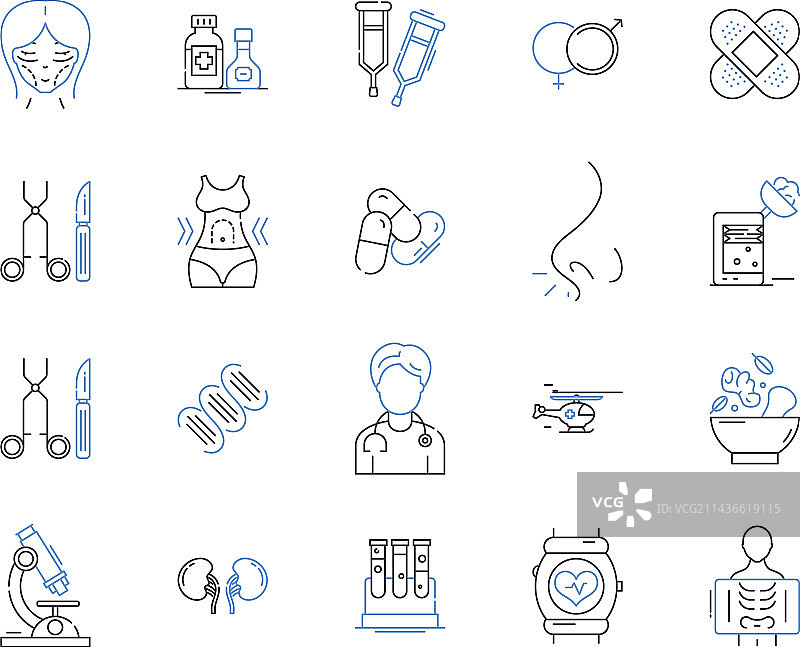 健康检查轮廓图标合集图片素材