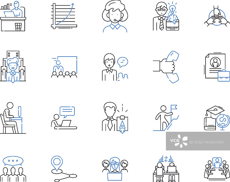 雇员工作轮廓图标合集图片素材