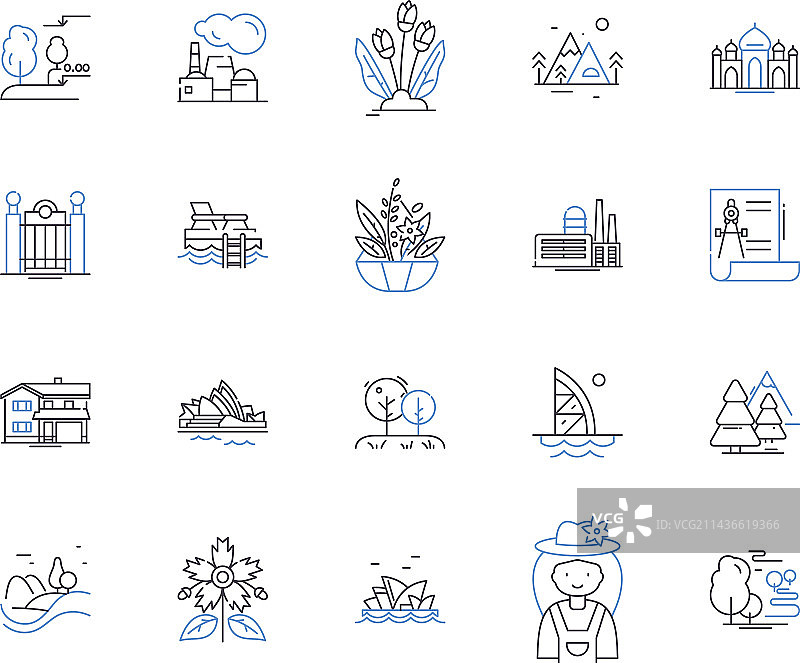 景观与园林轮廓图标合集图片素材