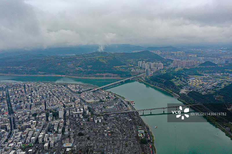 航拍四川南充阆中古城风光图片素材