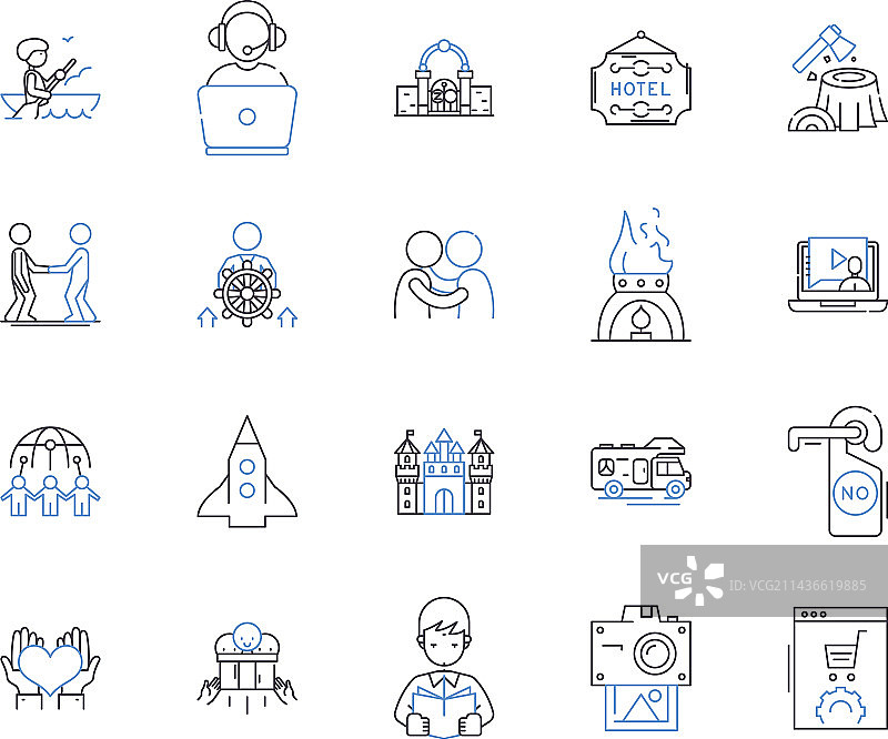 旅行社轮廓图标集图片素材