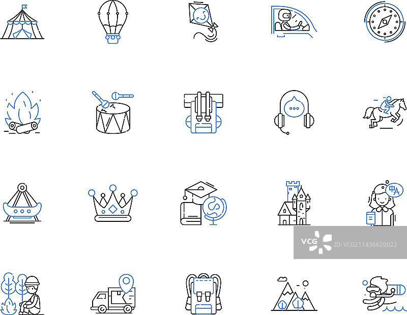 探险主题线性图标合集图片素材