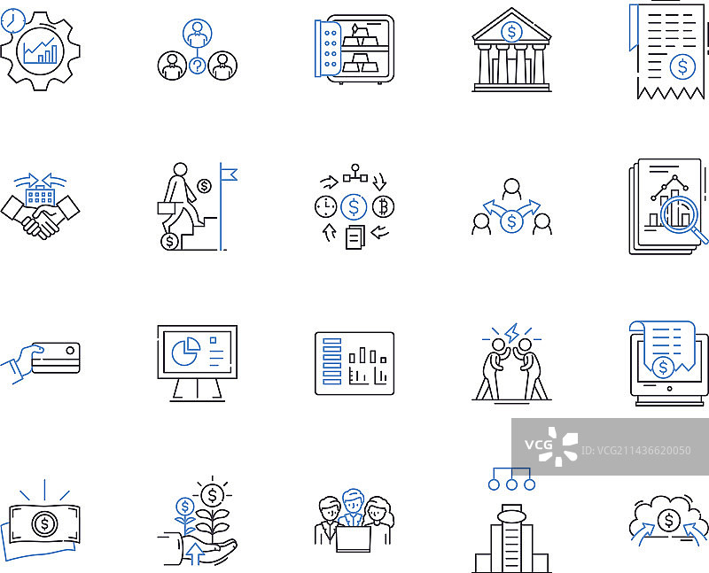 银行与金融战略轮廓图标图片素材