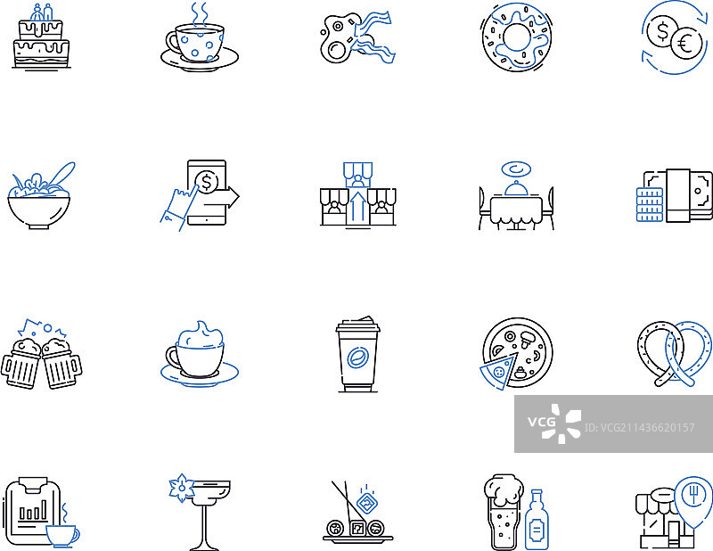 咖啡厅轮廓图标合集图片素材