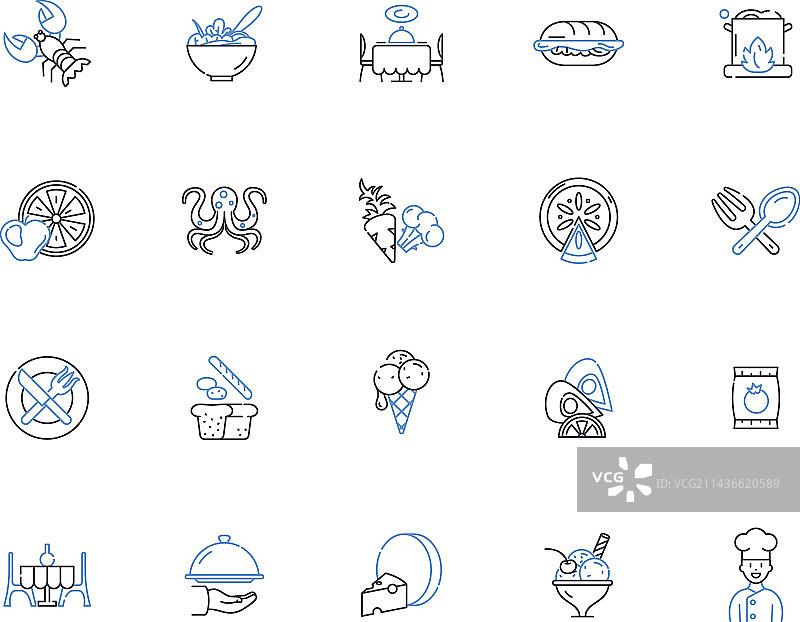 菜肴轮廓图标合集图片素材