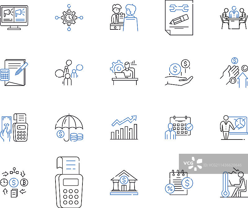 会计业务轮廓图标集合图片素材