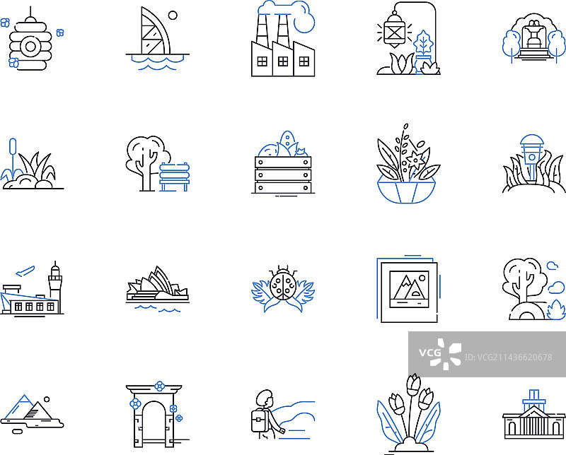 城市公园轮廓图标合集图片素材