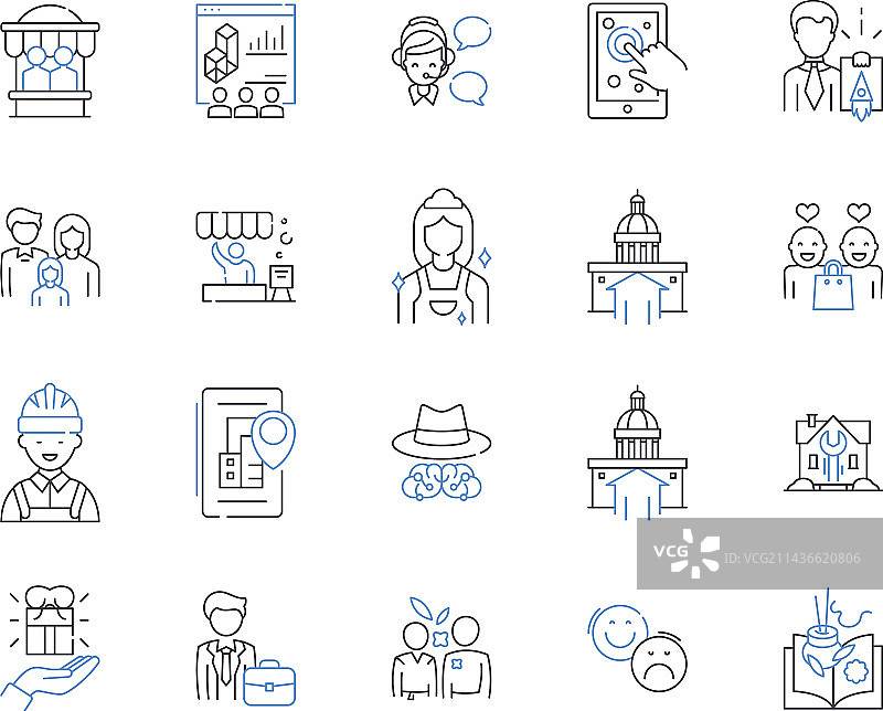 城市与家庭用品轮廓图标合集图片素材