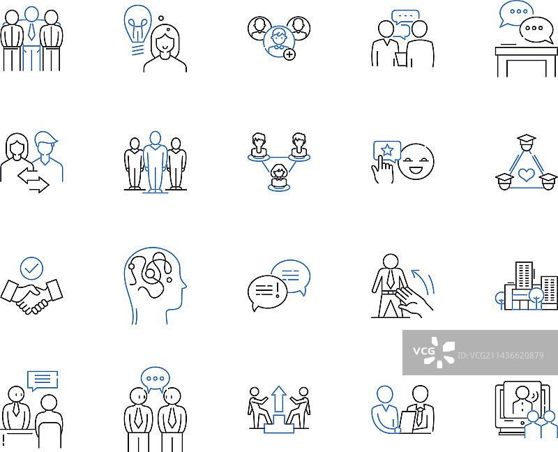 在线虚拟会议轮廓图标系列图片素材