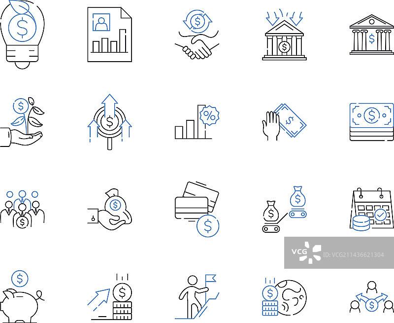 投资业务轮廓图标合集图片素材
