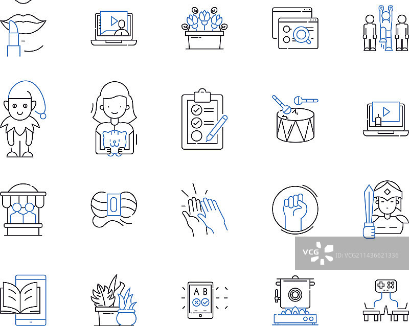 爱好与假日主题轮廓图标合集图片素材