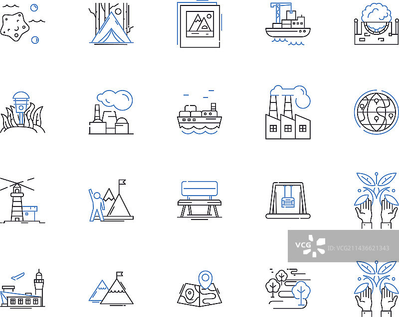 景观与园林轮廓图标合集图片素材