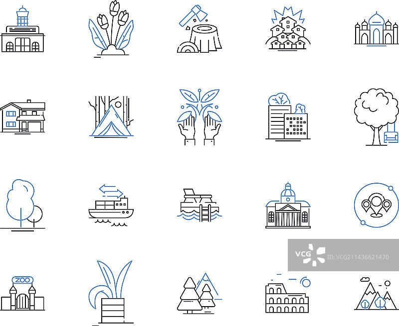 城市公园轮廓图标合集图片素材