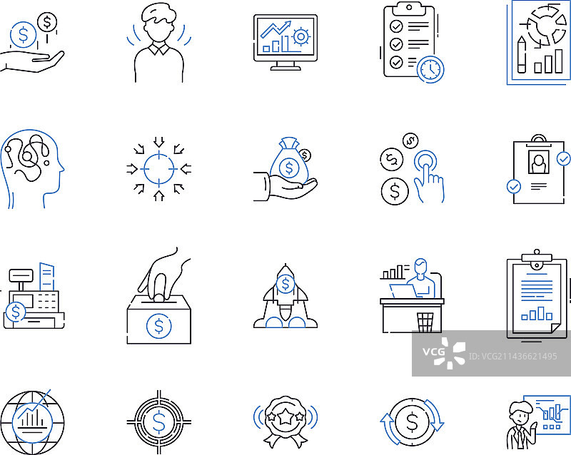 会计业务轮廓图标集合图片素材