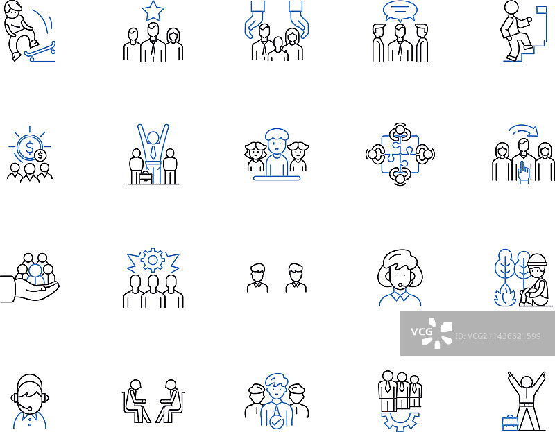 休闲人物轮廓图标合集图片素材