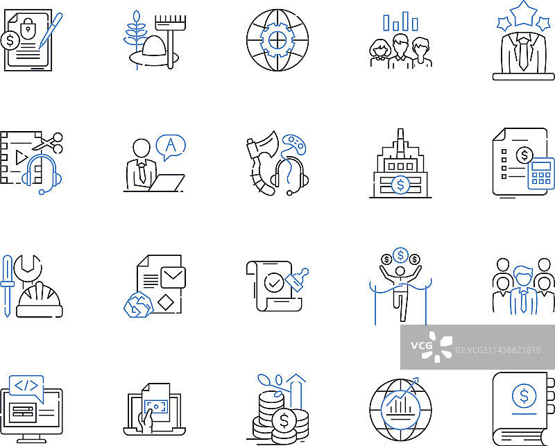 商业和职业轮廓图标合集图片素材