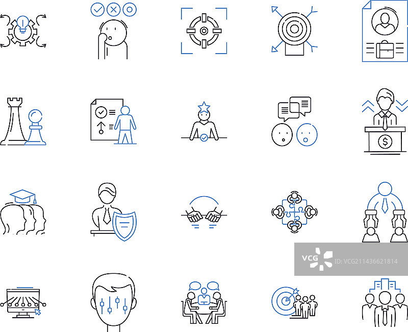 办公室轮廓图标集正面图图片素材