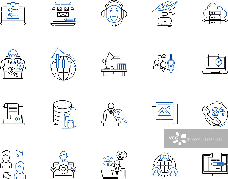 研讨会和会议轮廓图标合集图片素材