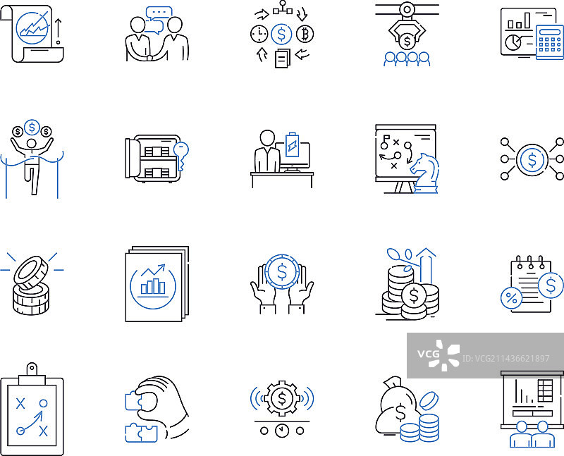 金融商务线性图标合集图片素材
