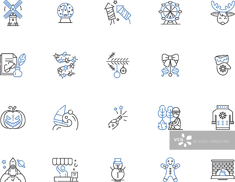 假期轮廓图标合集图片素材