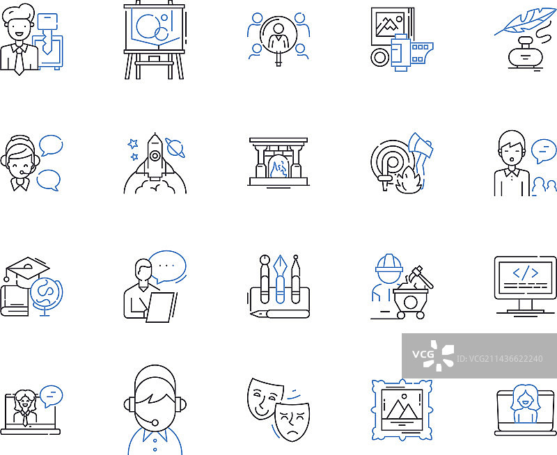 自由职业和工作轮廓图标合集图片素材