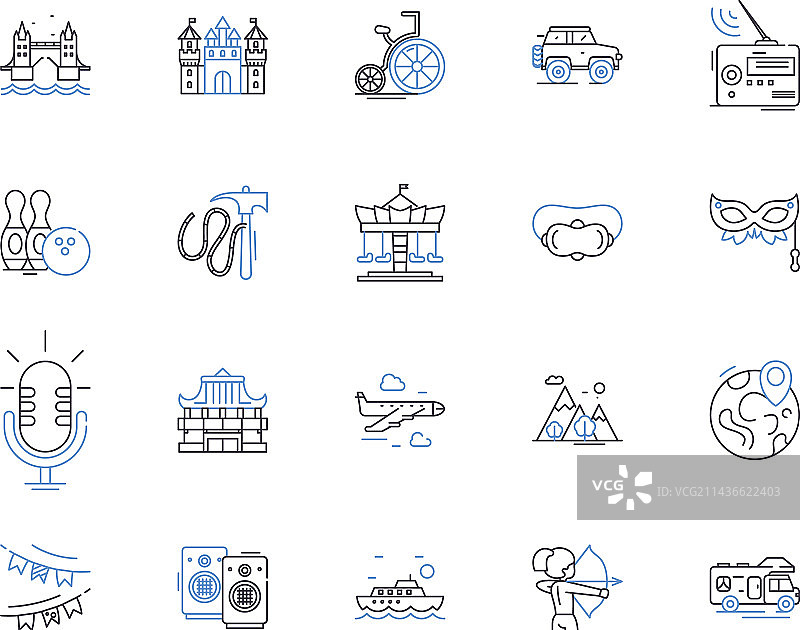 旅行和活跃人群轮廓图标合集图片素材