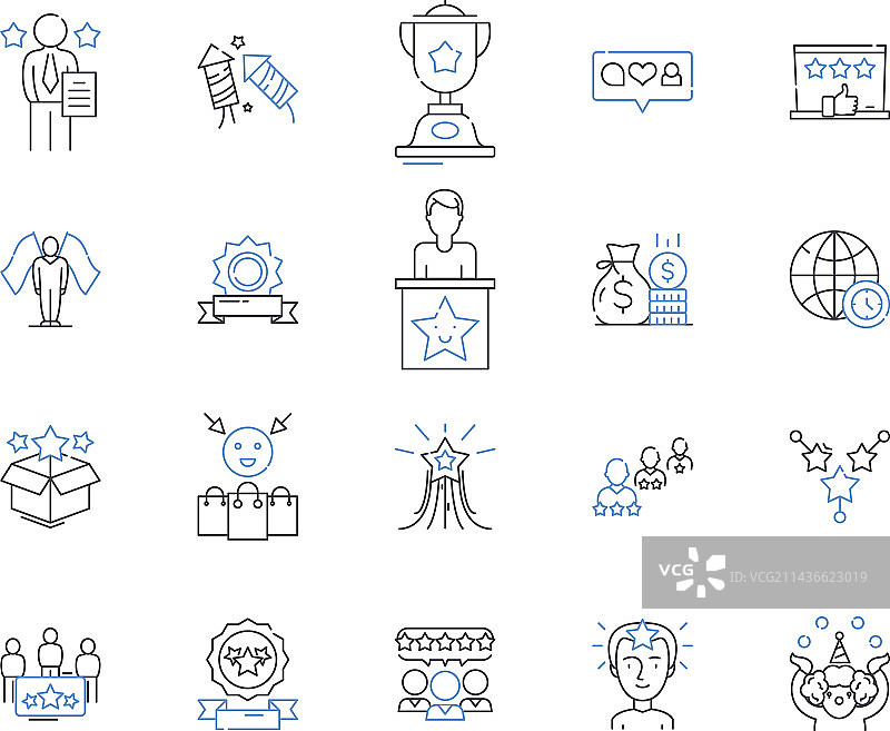 成功与金钱轮廓图标合集图片素材