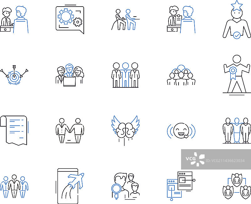 公司团队建设轮廓图标集合图片素材